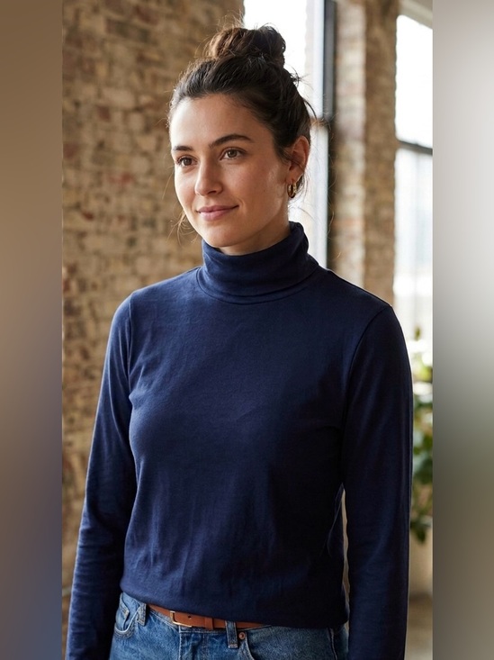 Sweaters - NWT J.Crew Re-Imagined Navy Blue Turtleneck 100% Cotton Size Small